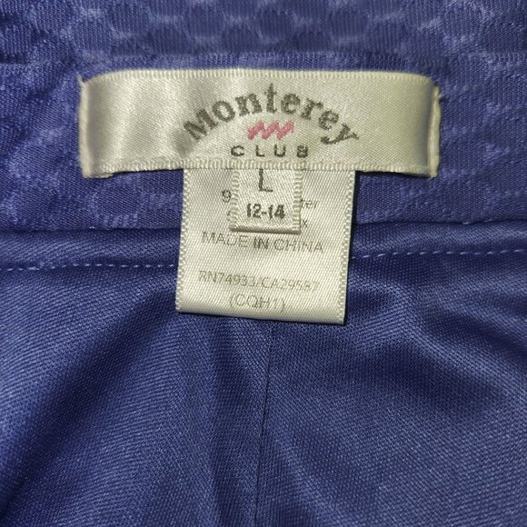 Monterey Club Womens L 12/14  Textured Blue Pull-On Skort  Zipper Pockets 2421 - Picture 5 of 9